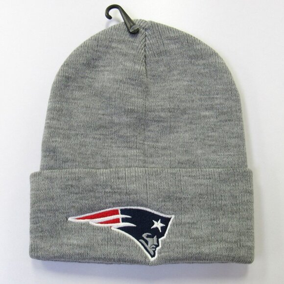 Unisex Gray Knit Winter Beanie Hat New England Patriots - Picture 1 of 2